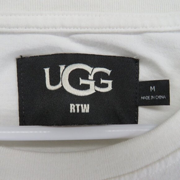 UGG T Shirt Womens Size Medium White Cropped Short Sleeve Pastel Spellout Logo - Picture 4 of 9